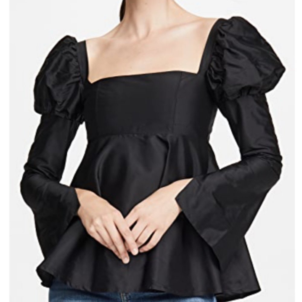 MacGraw Romantic Silk Top Black
